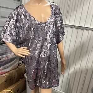 Free People Silver Sequin Blouse